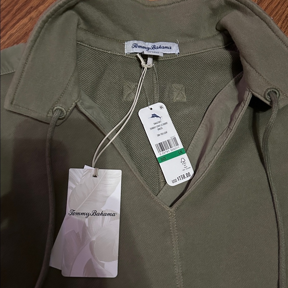 NWT Tommy Bahama Sunray Cove Long Sleeved Tea Leaf Heavyweight Cozy Fall Dress L - Picture 2 of 7